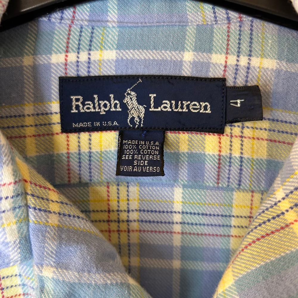 VTG 80s Ralph Lauren Womens Plaid Soft Flannel Shirt Size 4 Made in USA - Picture 3 of 11